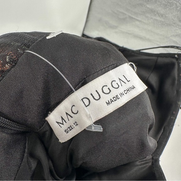 NEW Mac Duggal Floral Embroidered Black Cocktail A Line Dress Black Size 12 - Picture 8 of 10